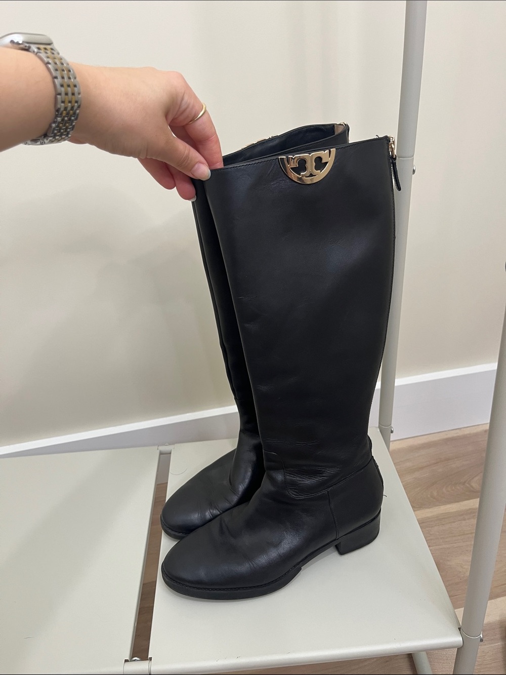 Tory Burch Black Leather Riding Boots